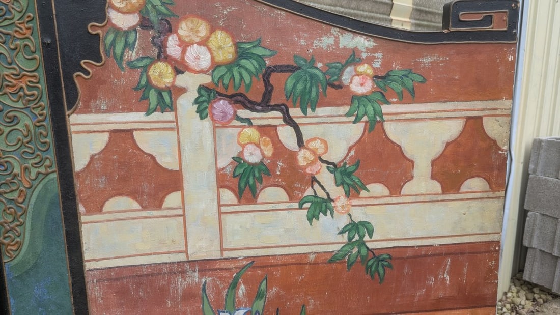 Antique Hand Painted Chinoiserie Room Divider Decorative Screen - 11