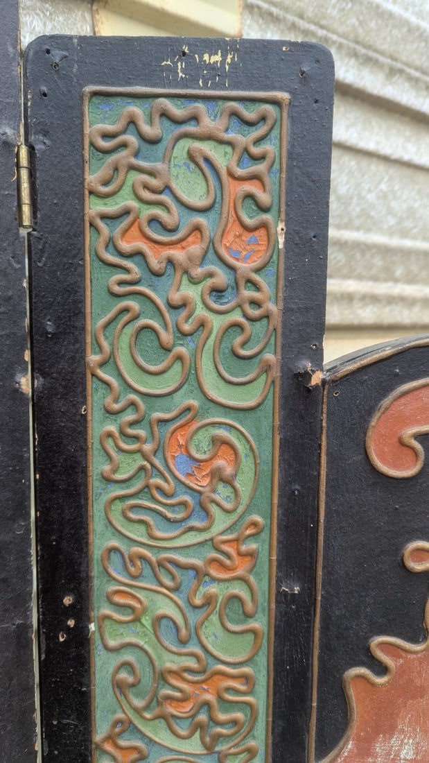 Antique Hand Painted Chinoiserie Room Divider Decorative Screen - 16