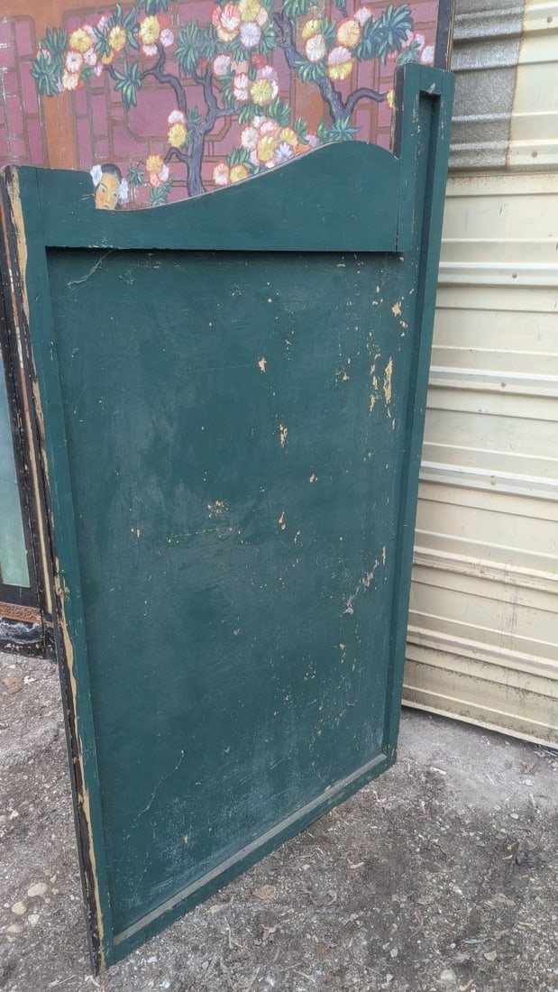 Antique Hand Painted Chinoiserie Room Divider Decorative Screen - 17