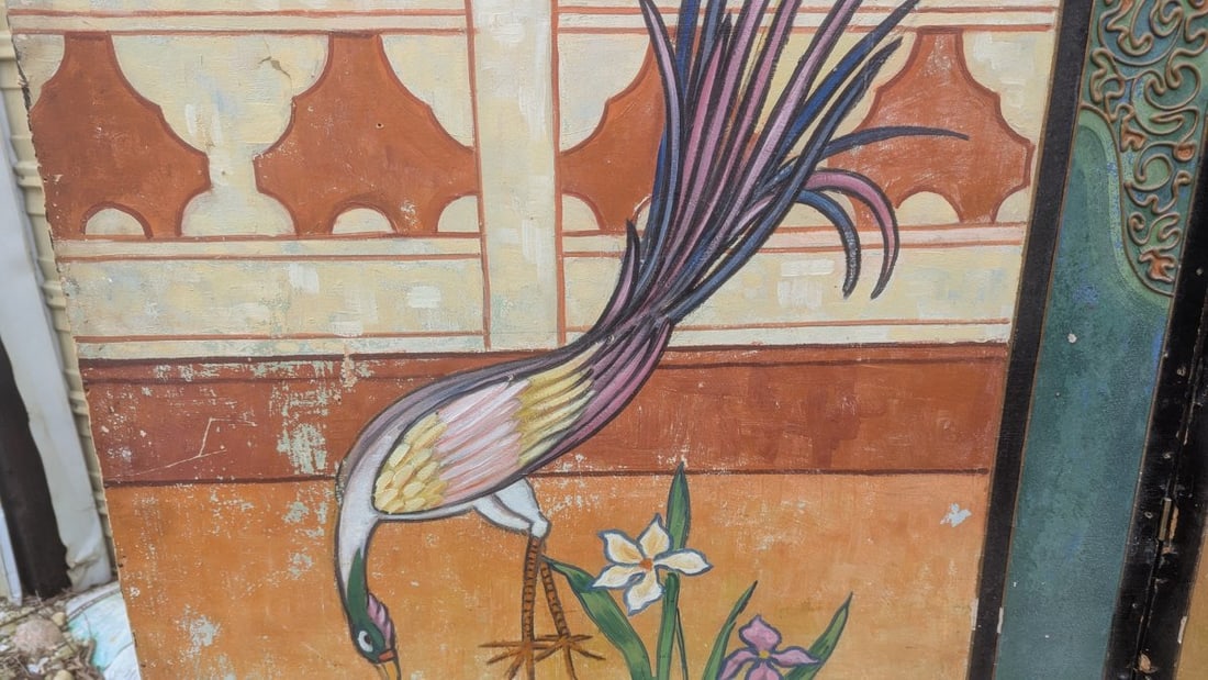 Antique Hand Painted Chinoiserie Room Divider Decorative Screen - 6