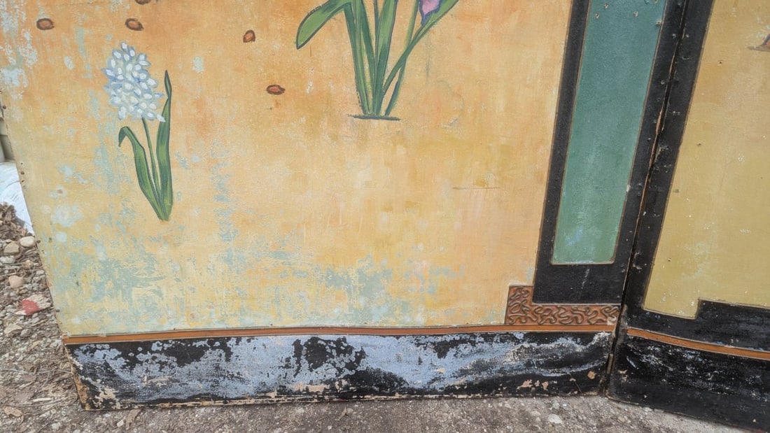 Antique Hand Painted Chinoiserie Room Divider Decorative Screen - 7