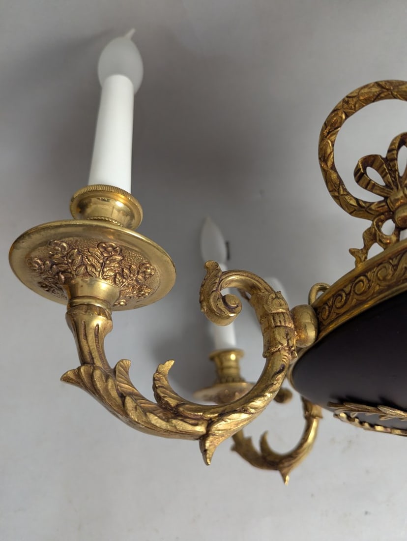 Elegant Vintage Brass and Black Chandelier Classic Decorative Lighting - 6