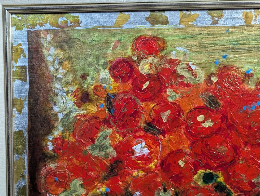 Roy Fairchild Fleurs Rouge II Limited Edition Embellished Serigraph Art - 3