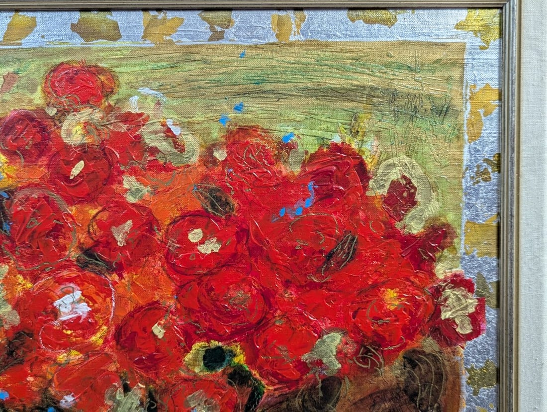 Roy Fairchild Fleurs Rouge II Limited Edition Embellished Serigraph Art - 4