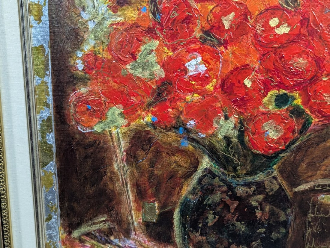 Roy Fairchild Fleurs Rouge II Limited Edition Embellished Serigraph Art - 5