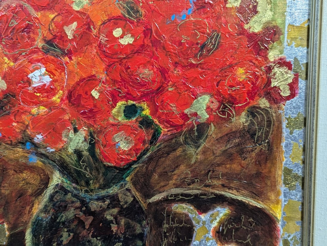 Roy Fairchild Fleurs Rouge II Limited Edition Embellished Serigraph Art - 6