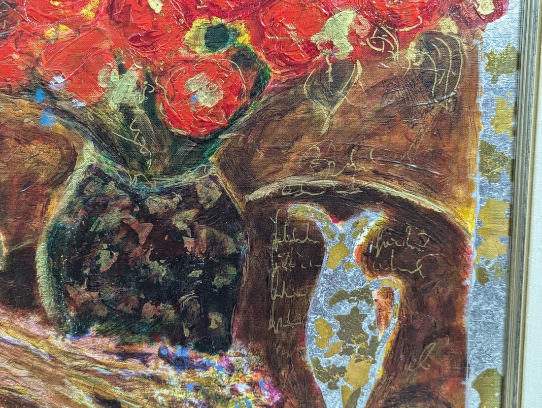 Roy Fairchild Fleurs Rouge II Limited Edition Embellished Serigraph Art - 8