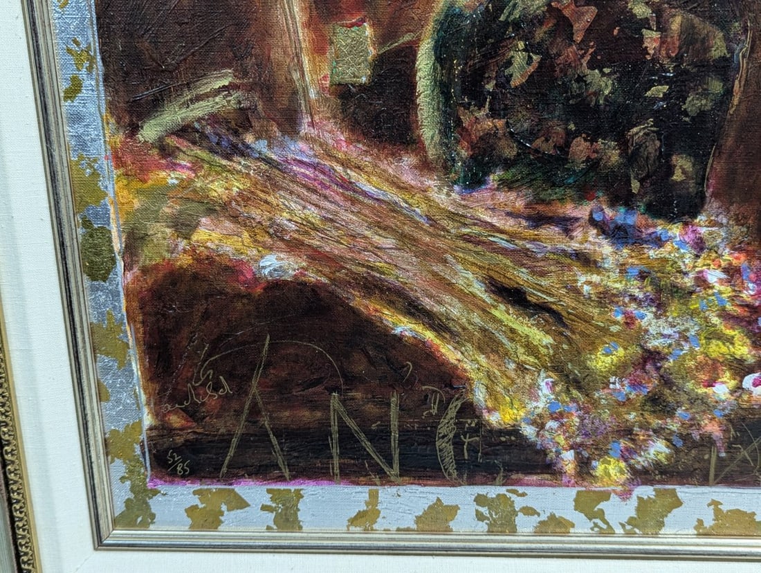 Roy Fairchild Fleurs Rouge II Limited Edition Embellished Serigraph Art - 9