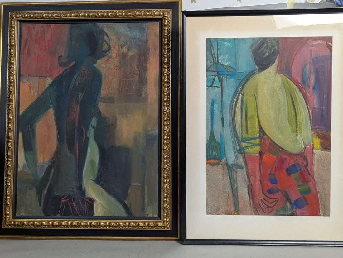 Pair of Original Abstract MCM Artworks by Lillian Banish: **Important** Please read below description on how to avoid high shipping costs. Offering a captivating pair of original artworks by acclaimed artist Lillian Banish, each piece showcases her unique ap