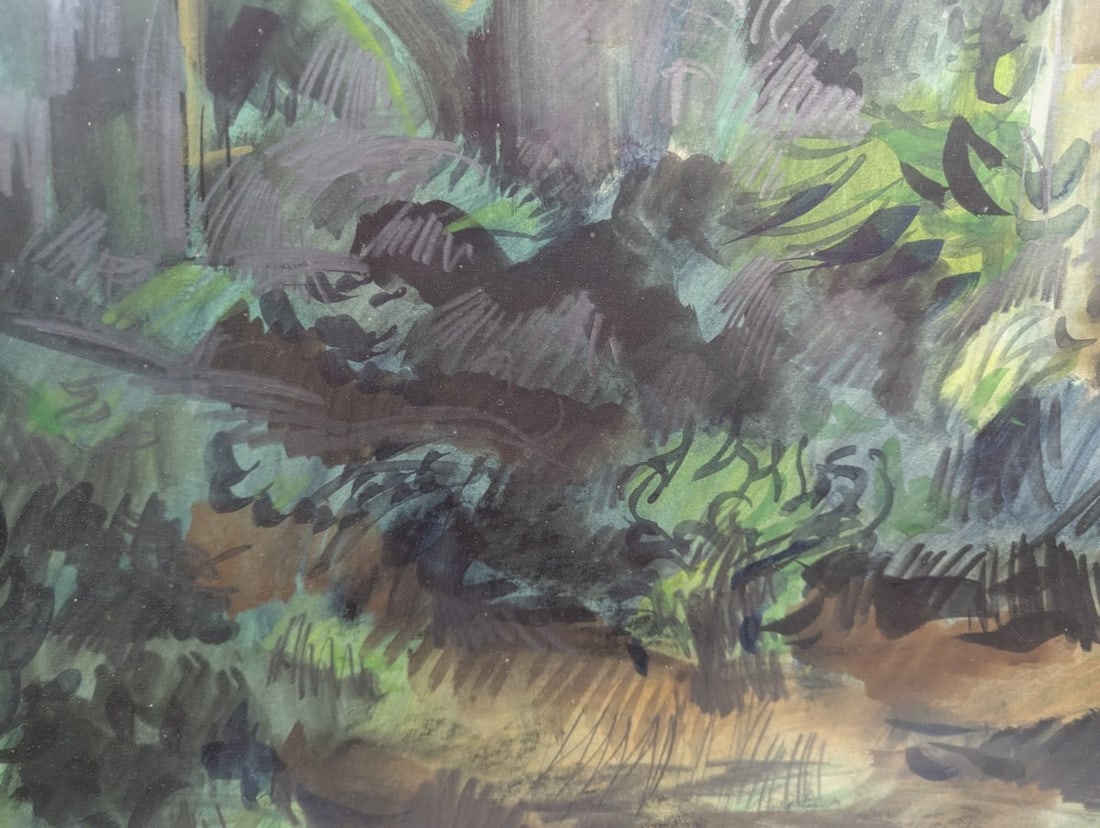 Original Woodland Landscape Painting by Rudolph Pen Classic Artwork - 10