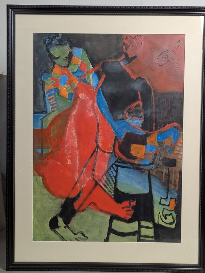 Stunning Framed Artwork by Isabel McLane - Vibrant Colors and Unique Design: **Important** Please read below description on how to avoid high shipping costs. This exceptional framed artwork by Isabel McLane measures 33 x 43 and features an image size of 24 x 33. It is