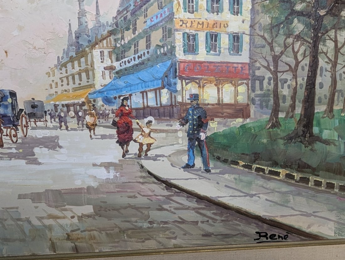 Stunning Large Framed Parisian Oil Painting by Rene - 11