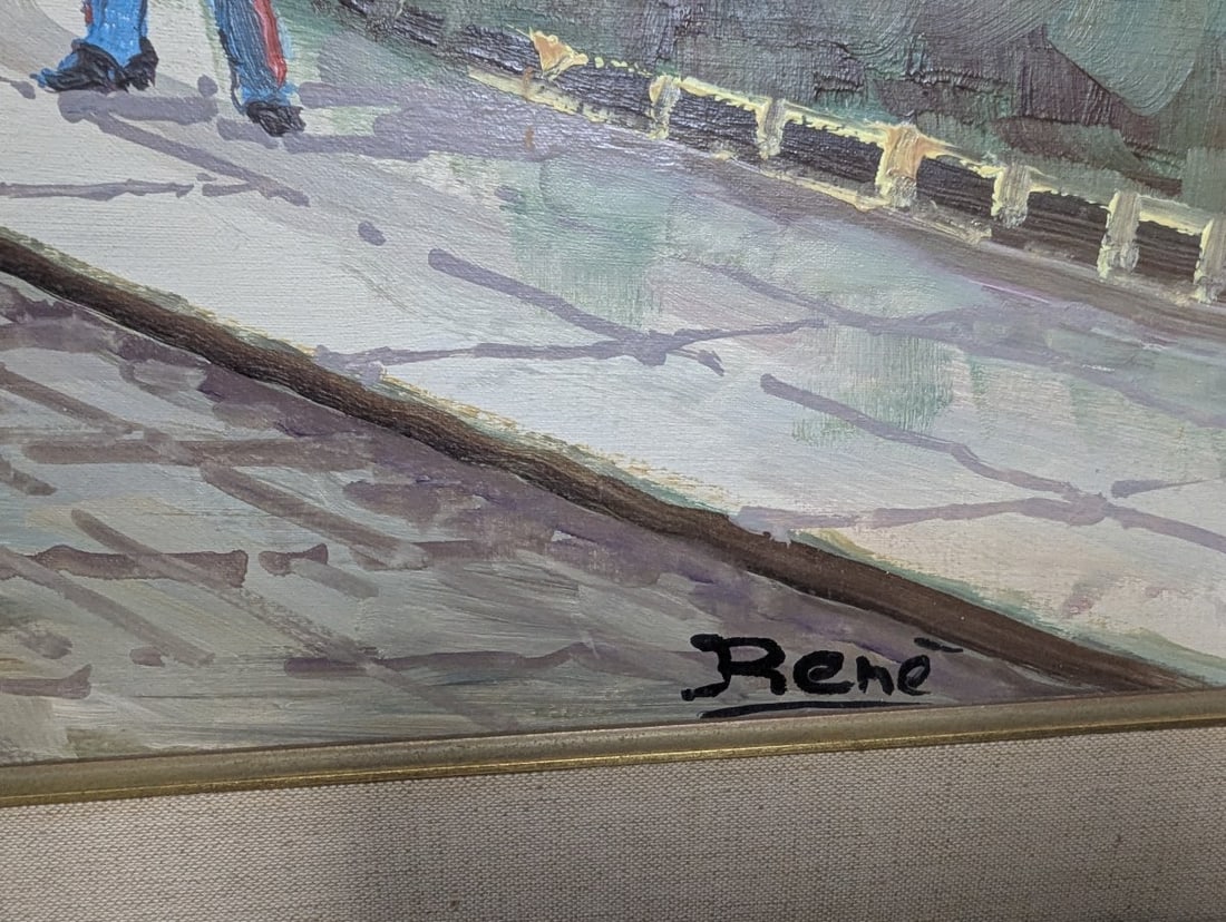 Stunning Large Framed Parisian Oil Painting by Rene - 12