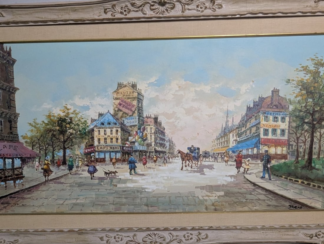 Stunning Large Framed Parisian Oil Painting by Rene - 2