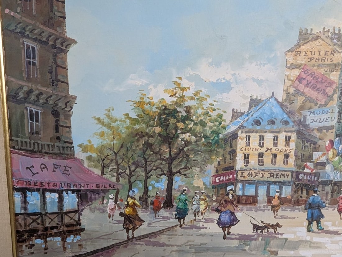 Stunning Large Framed Parisian Oil Painting by Rene - 6