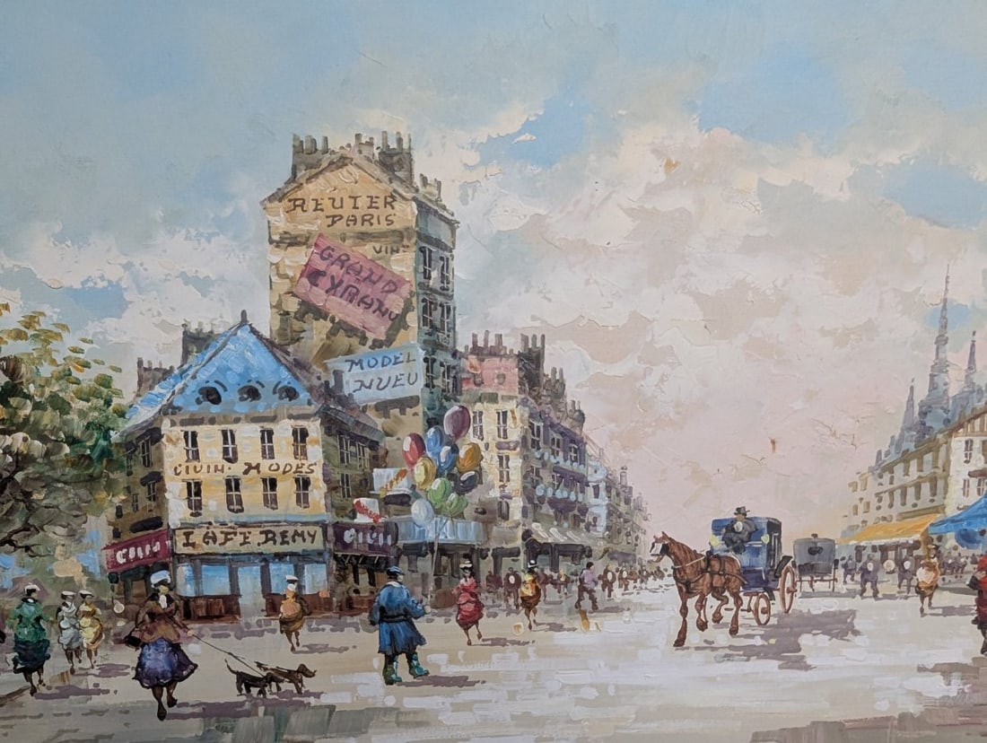 Stunning Large Framed Parisian Oil Painting by Rene - 7