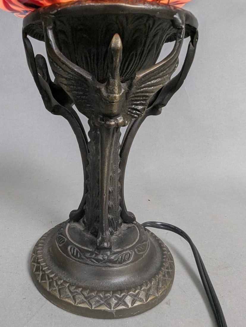 Vibrant Art Glass Table Lamp with Stylish Metal Base - 2