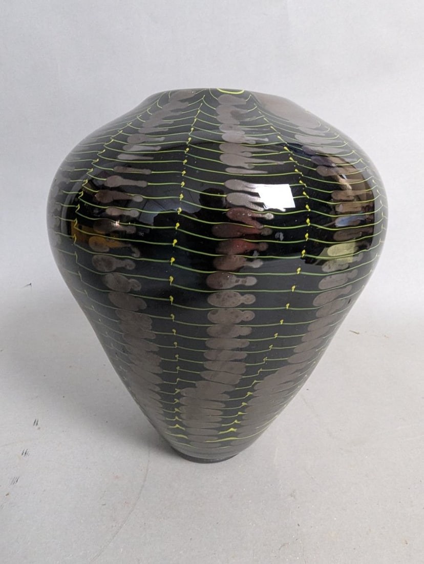 Unique Hand Blown Art Glass Vase Modern Design Collectible Decor - 3