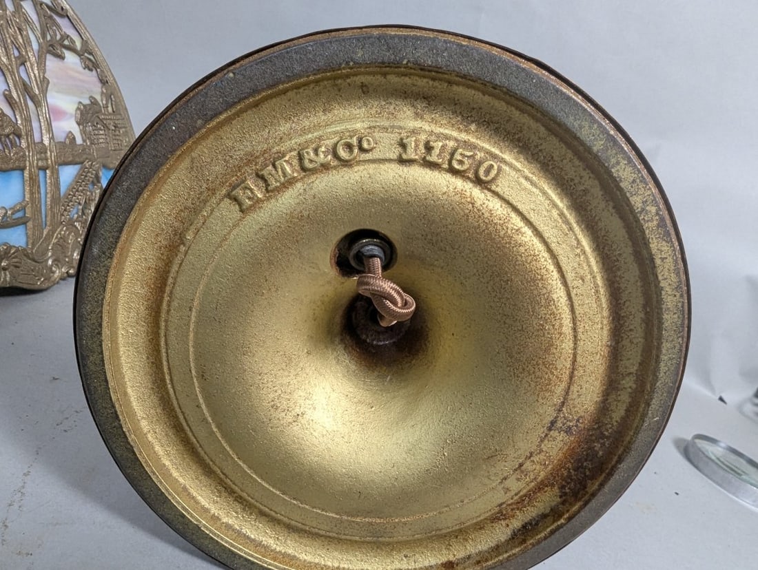 Miller Co Stained Glass Table Lamp Beautiful Scenic Design - 10