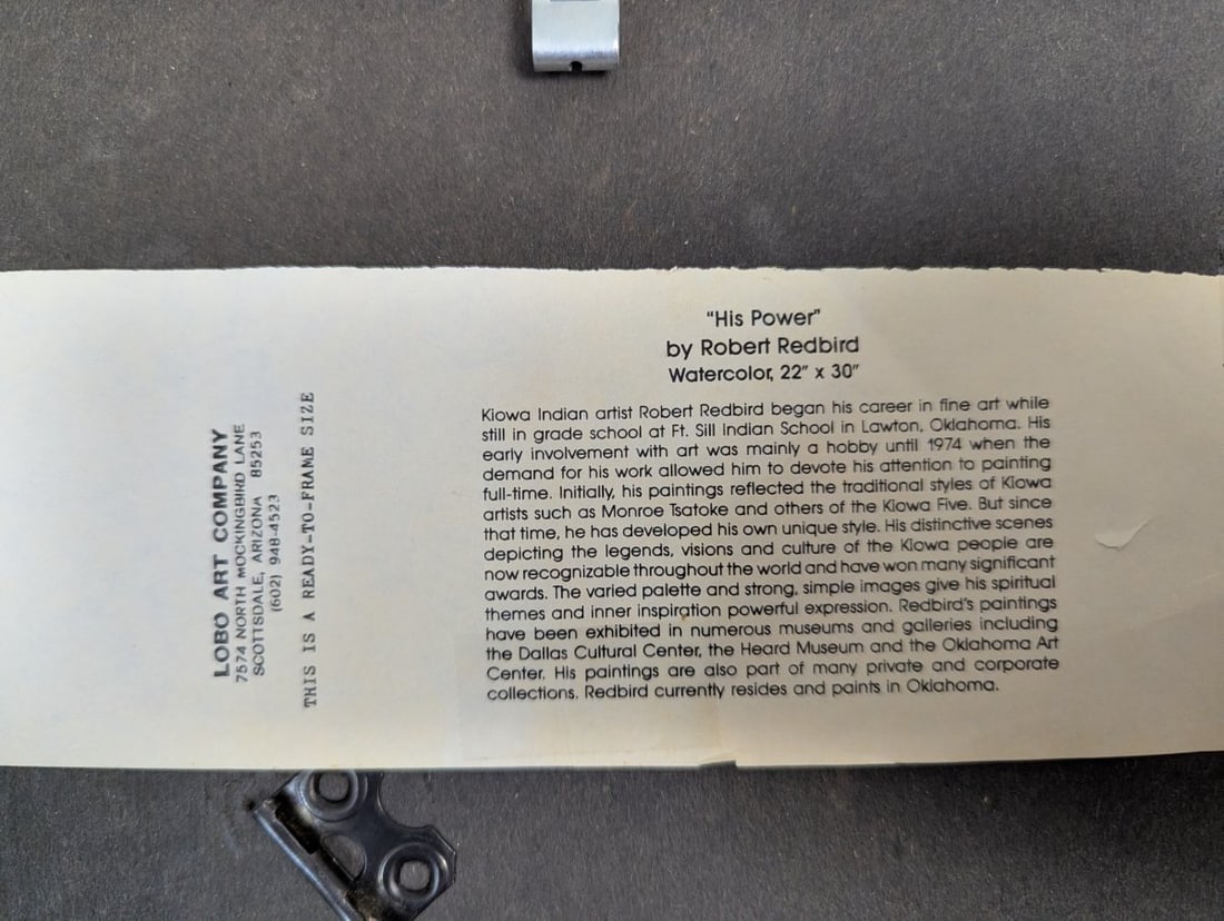 Framed Robert Redbird Artwork Capturing Kiowa Culture and Legends - 12