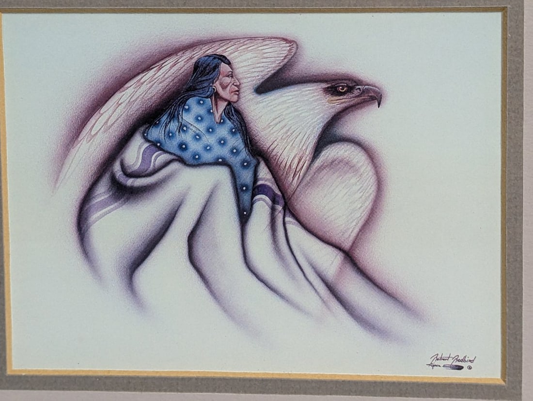 Framed Robert Redbird Artwork Capturing Kiowa Culture and Legends - 2