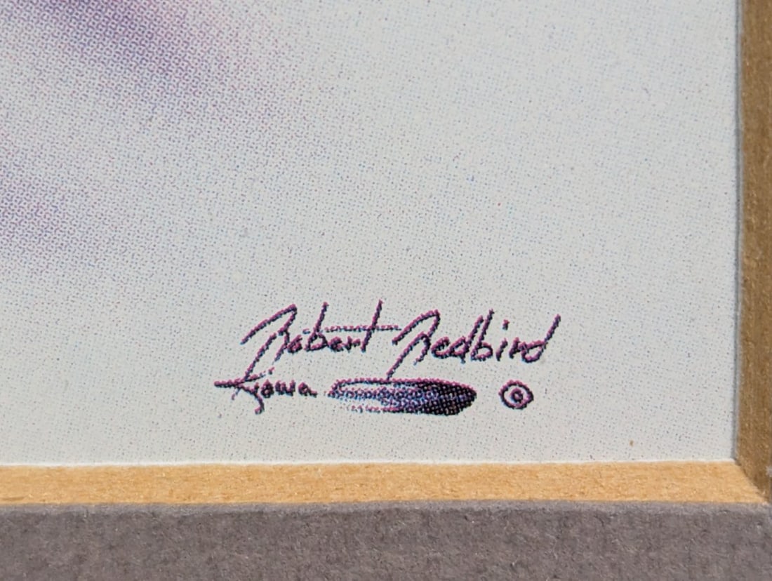 Framed Robert Redbird Artwork Capturing Kiowa Culture and Legends - 8