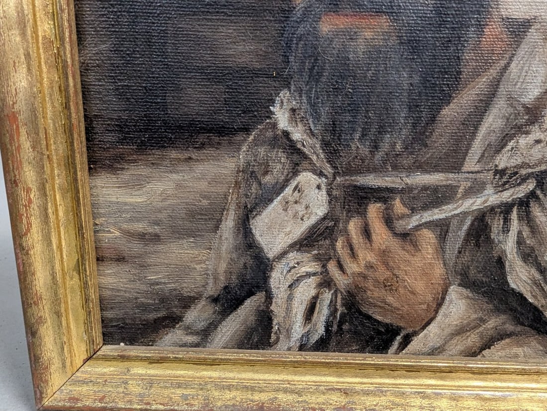 Unsigned Oil on Board Painting of Old Jewish Man Portrait - 6