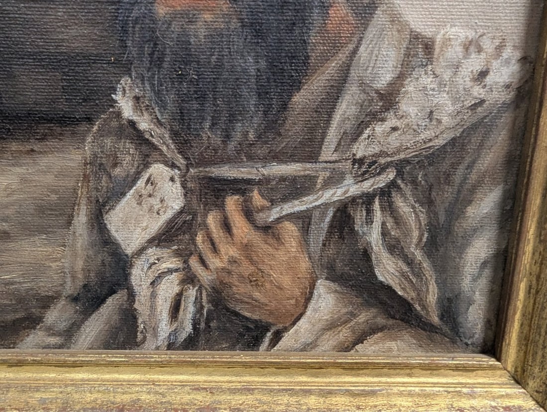 Unsigned Oil on Board Painting of Old Jewish Man Portrait - 7