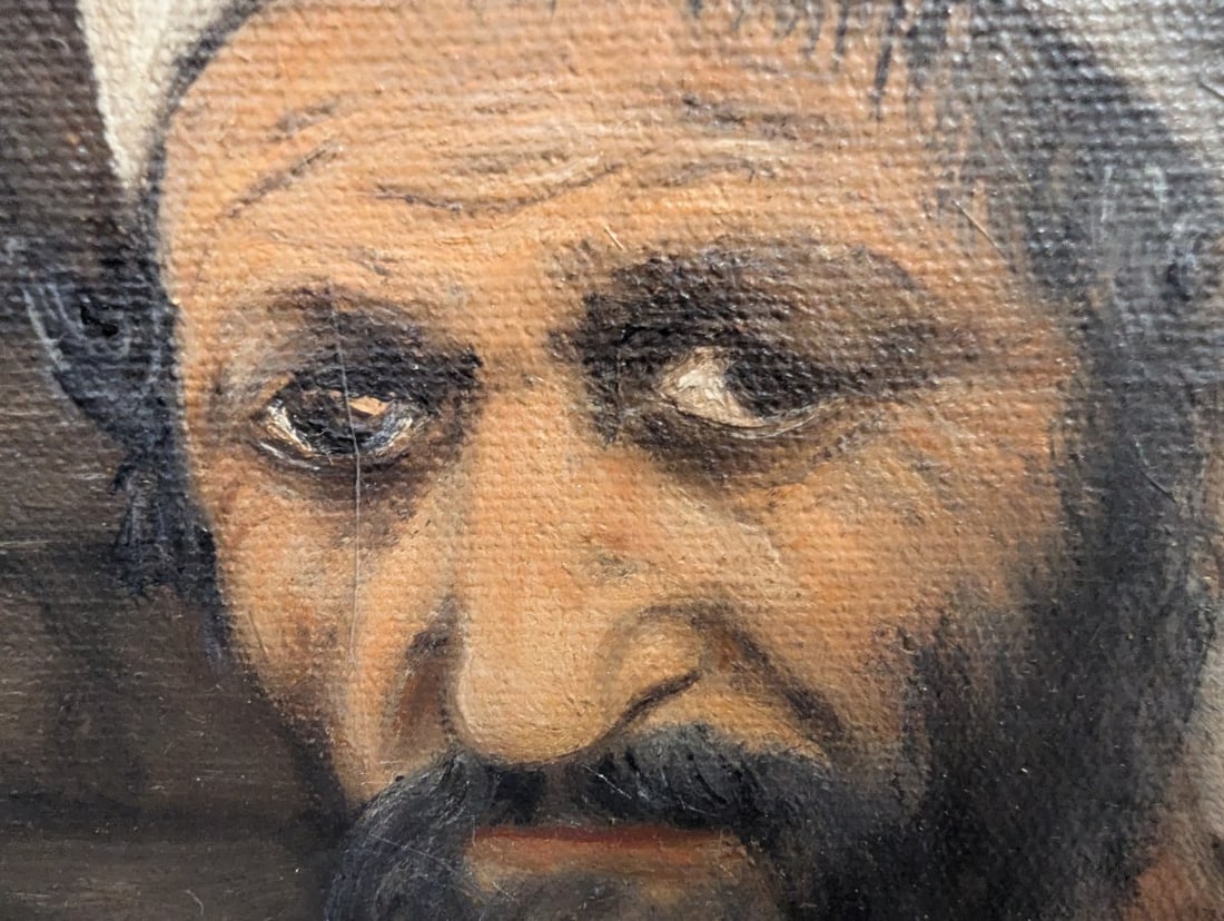 Unsigned Oil on Board Painting of Old Jewish Man Portrait - 8