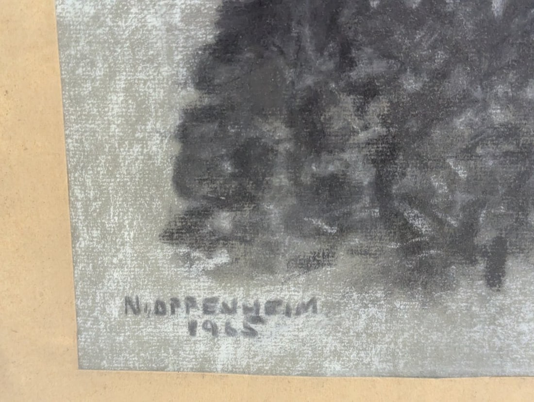 Charming Pastel Portrait of a Poodle Signed by N. Oppenheim 1965 - 7