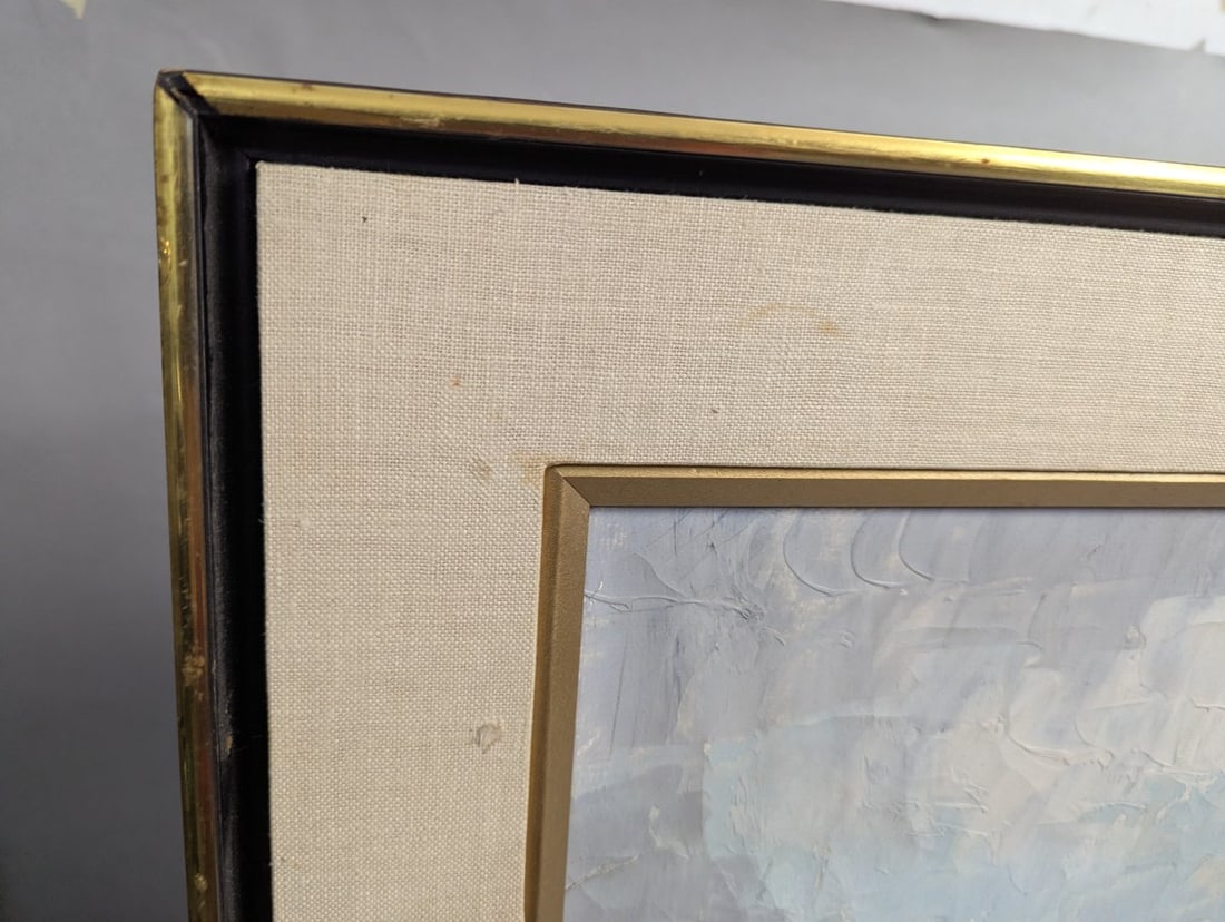 Vintage Mid Century Impasto Oil Painting Harbor Scene by Gilbert - 14