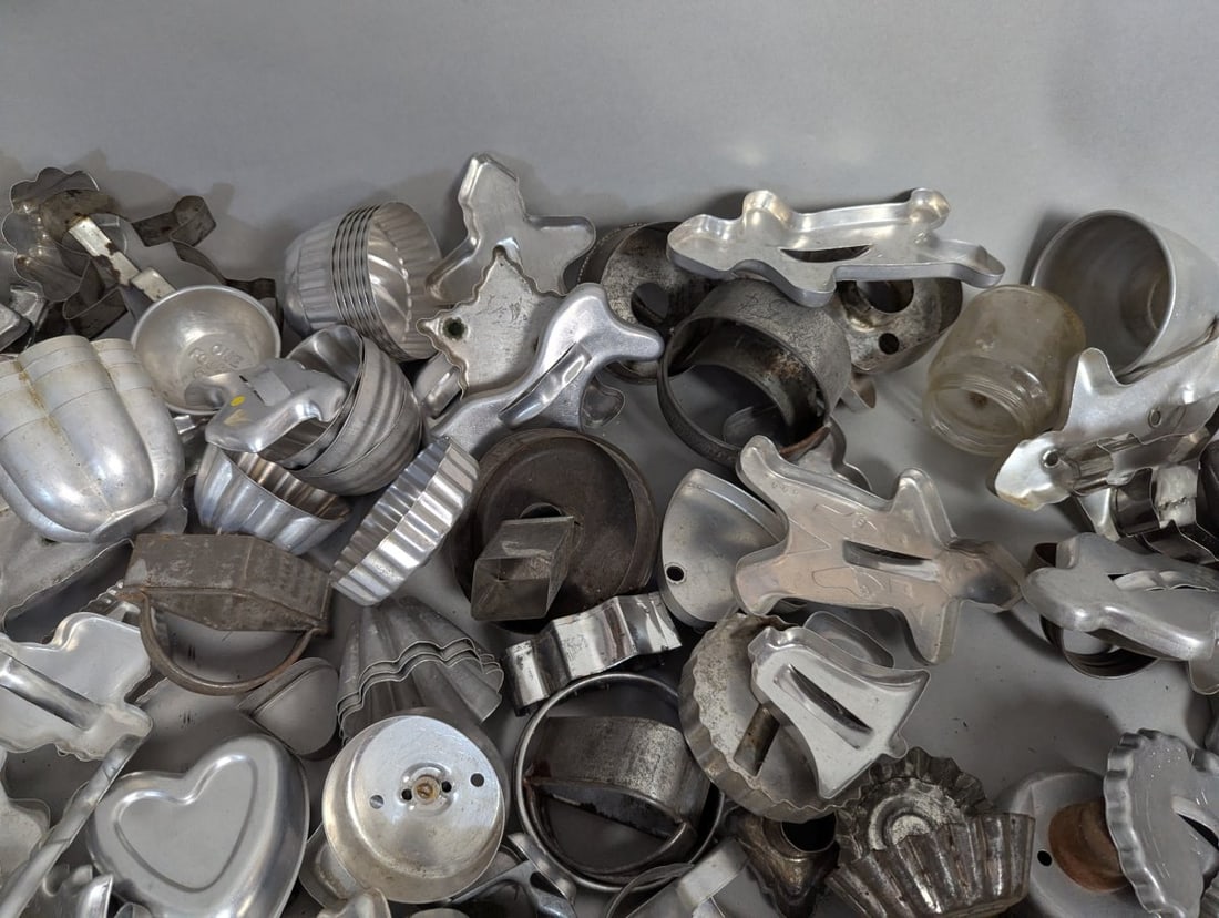 Huge Lot Vintage Aluminum Metal Cookie Cutters Unique Kitchen Items - 8