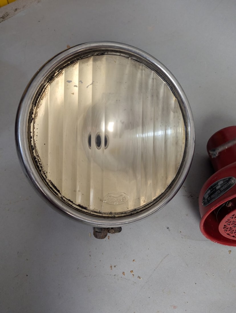 Vintage Fire Truck Accessories Lot Including Horn Siren and Bell - 4