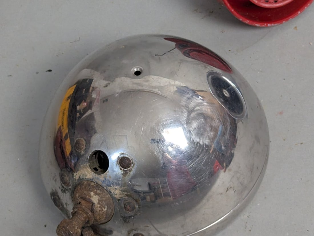 Vintage Fire Truck Accessories Lot Including Horn Siren and Bell - 5