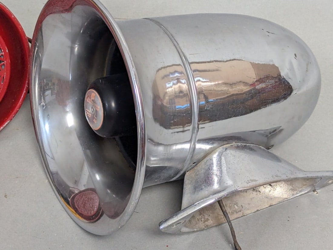 Vintage Fire Truck Accessories Lot Including Horn Siren and Bell - 6