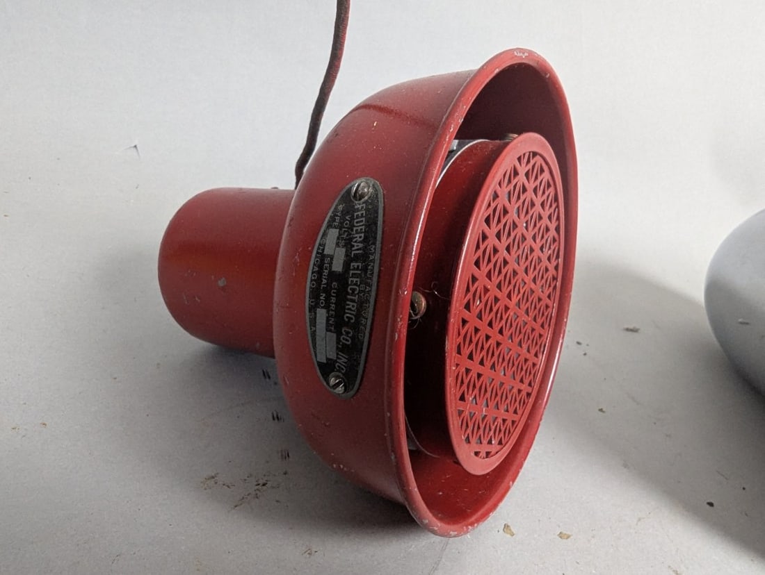 Vintage Fire Truck Accessories Lot Including Horn Siren and Bell - 8