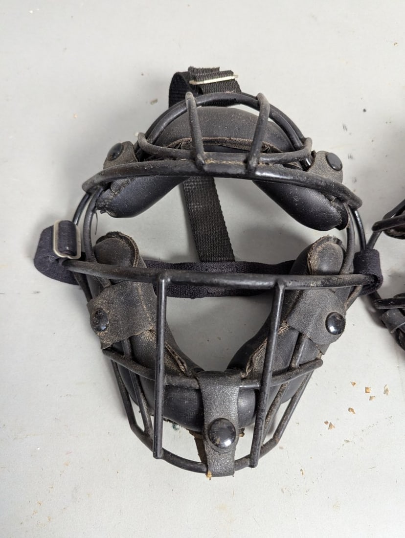Vintage Set of Baseball Catcher's Masks with Rawlings Brand and Wear - 2