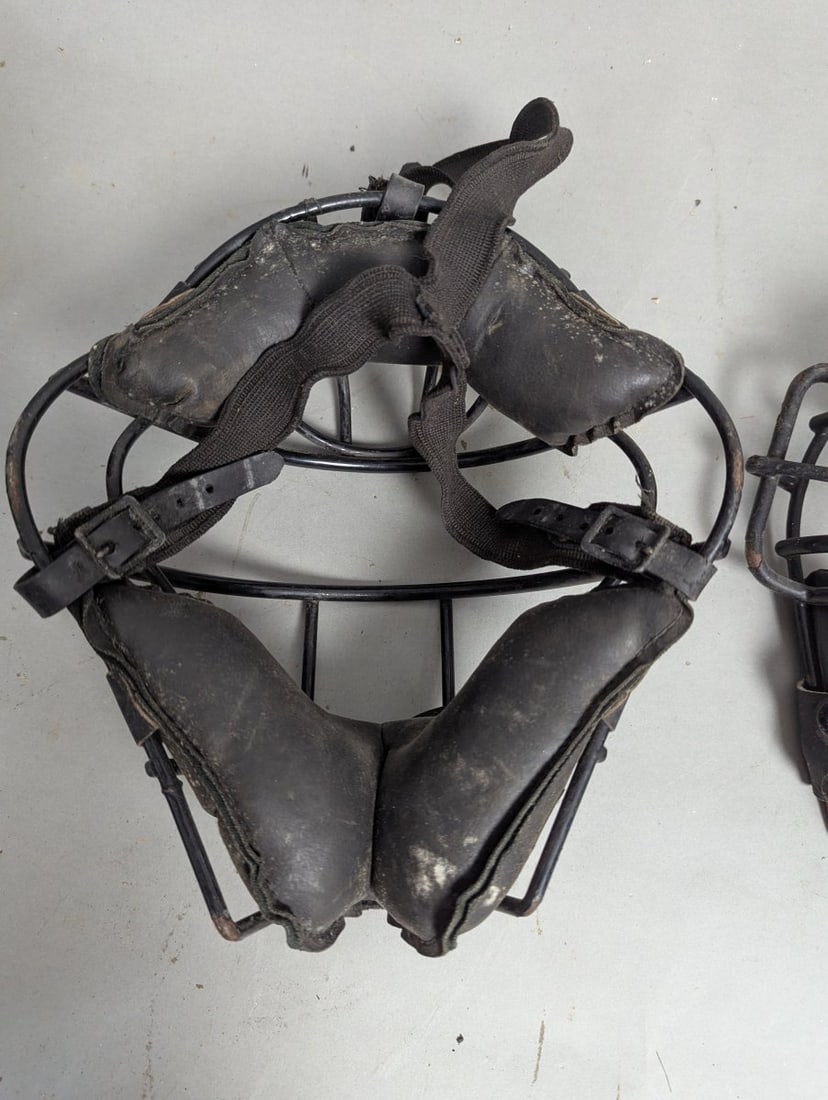 Vintage Set of Baseball Catcher's Masks with Rawlings Brand and Wear - 5