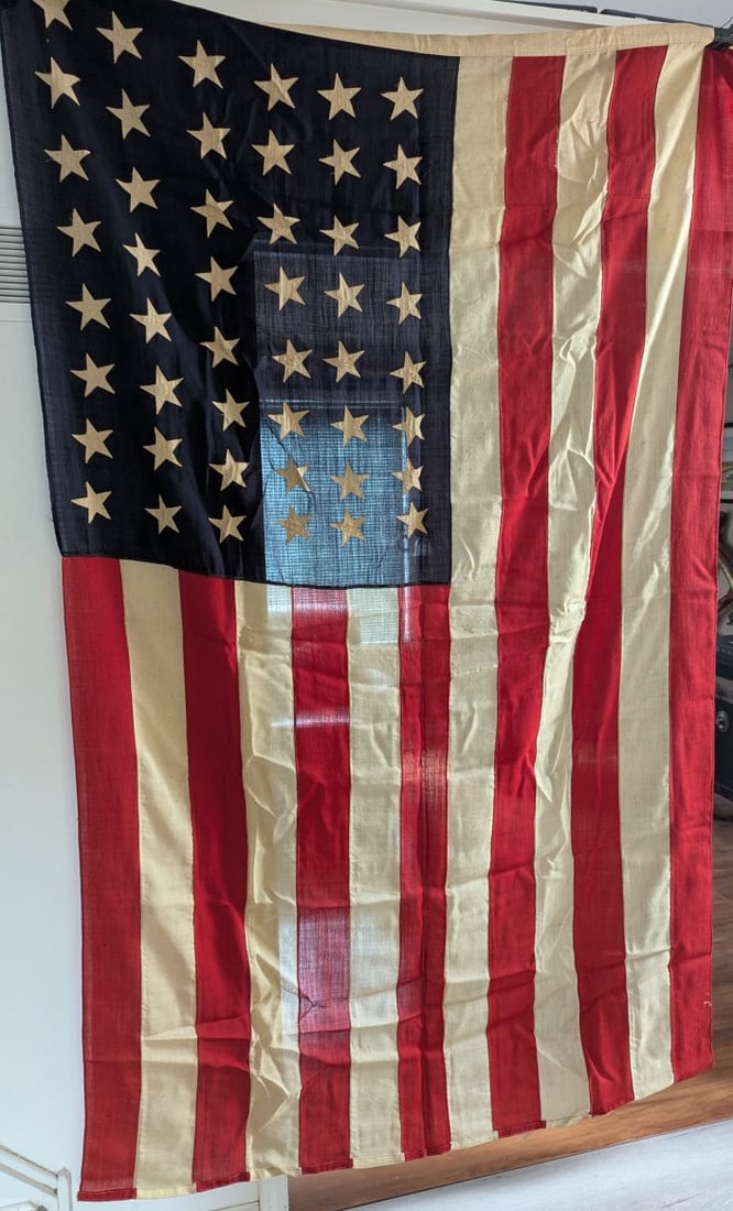 Vintage 48 Star American Flag Historical Artifact Sewn Stars and Stripes (1 of 7)