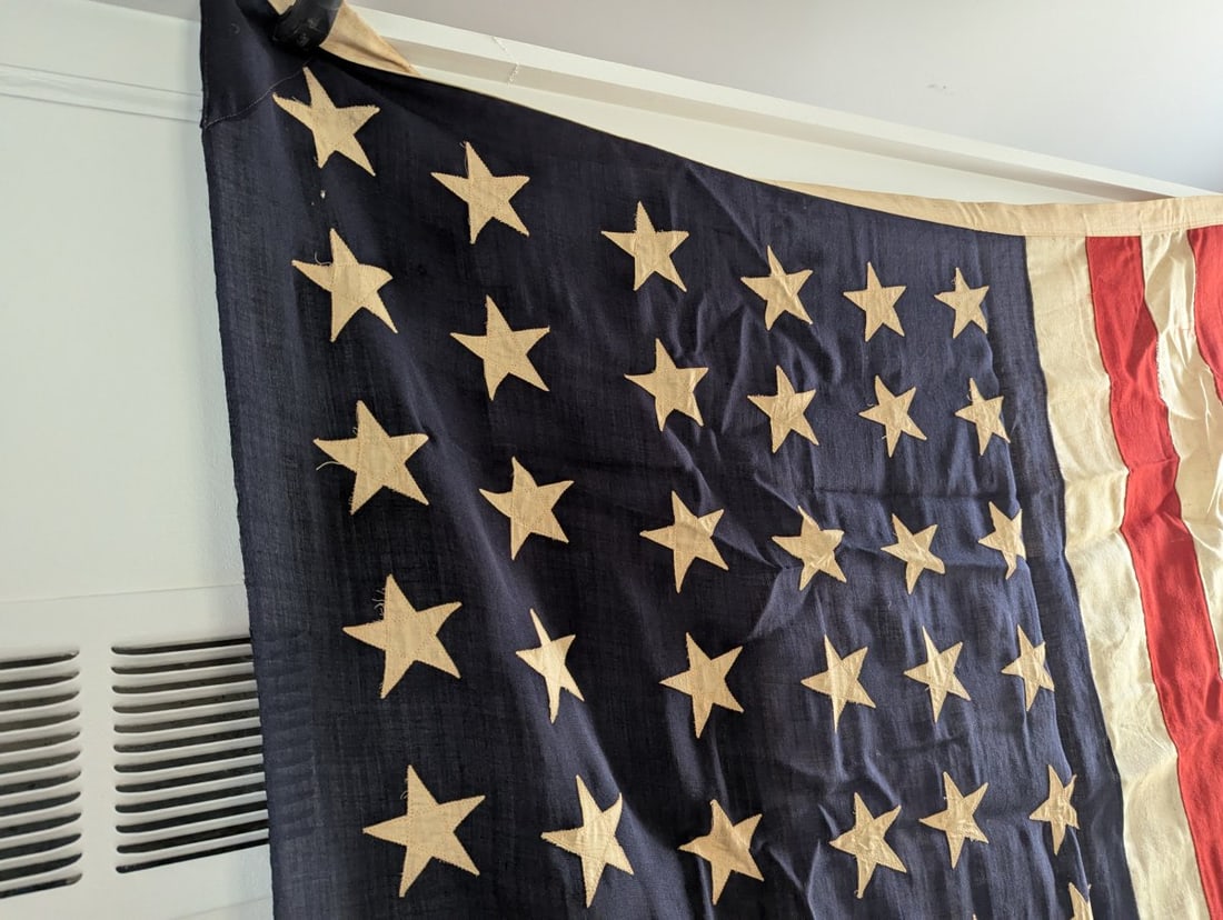 Vintage 48 Star American Flag Historical Artifact Sewn Stars and Stripes - 2