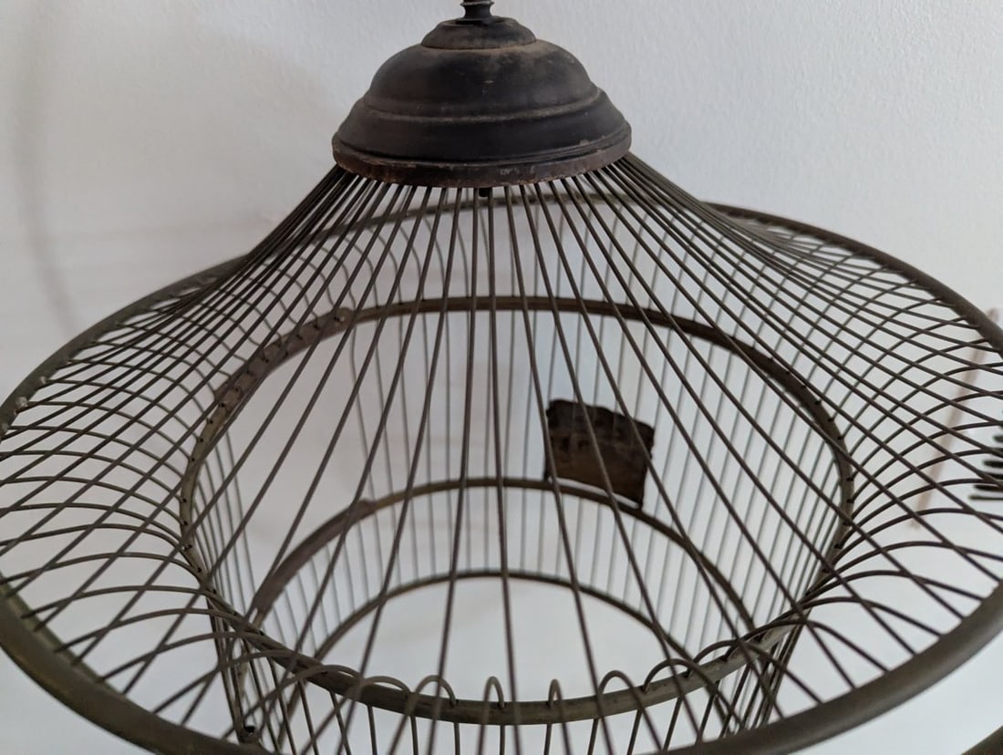Antique Brass Bird Cage with Cast Iron Stand Unique Home Decor - 6