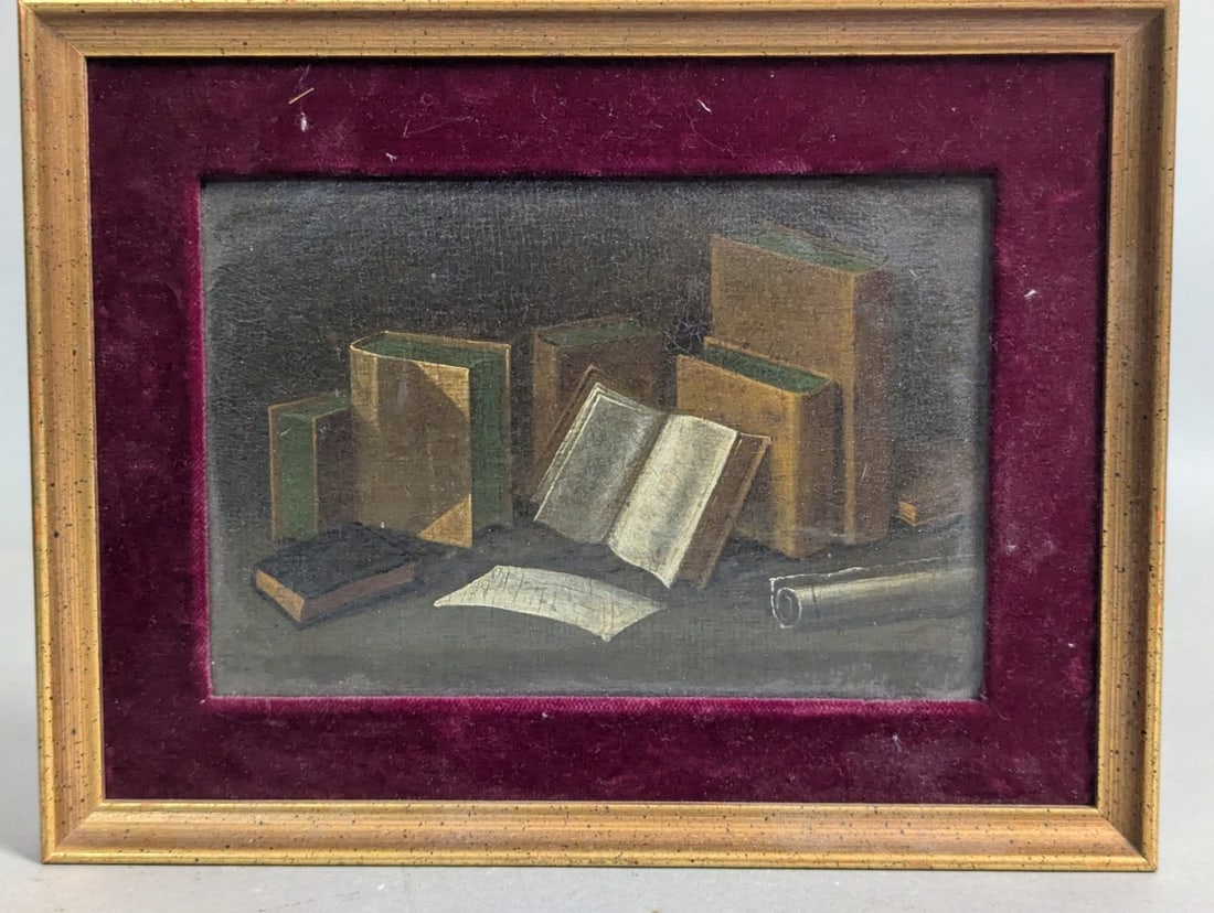 William M Harnett Book Still Life Trompe Loeil Painting: **Important** Please read below description on how to avoid high shipping costs. Explore this exquisite painting attributed to the renowned artist William M. Harnett. Measuring Small. 10 x 7 3/4,
