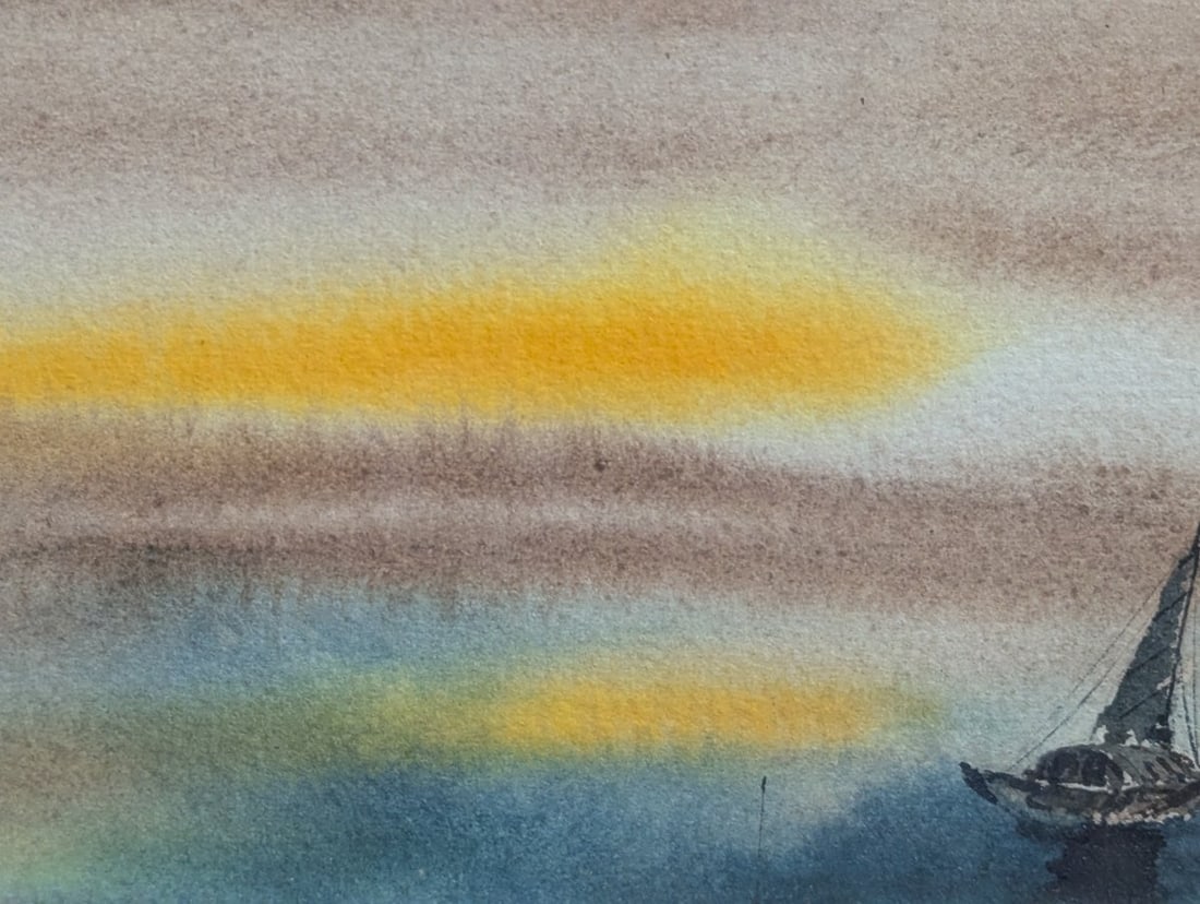 Framed Chinese Ink Wash Painting with Signature and Red Seal - 4