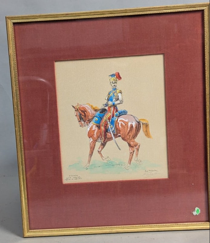 Framed Print IIe Empire Garde Imperiale Officier de Lanciers by Pechaubes: **Important** Please read below description on how to avoid high shipping costs. Presenting a stunning framed print titled 'IIe Empire Garde Imperiale Officier de Lanciers' by renowned French artist E
