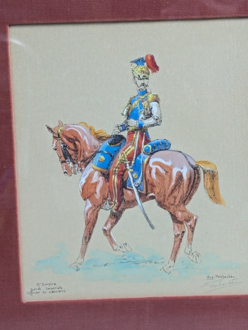 Framed Print IIe Empire Garde Imperiale Officier de Lanciers by Pechaubes - 2