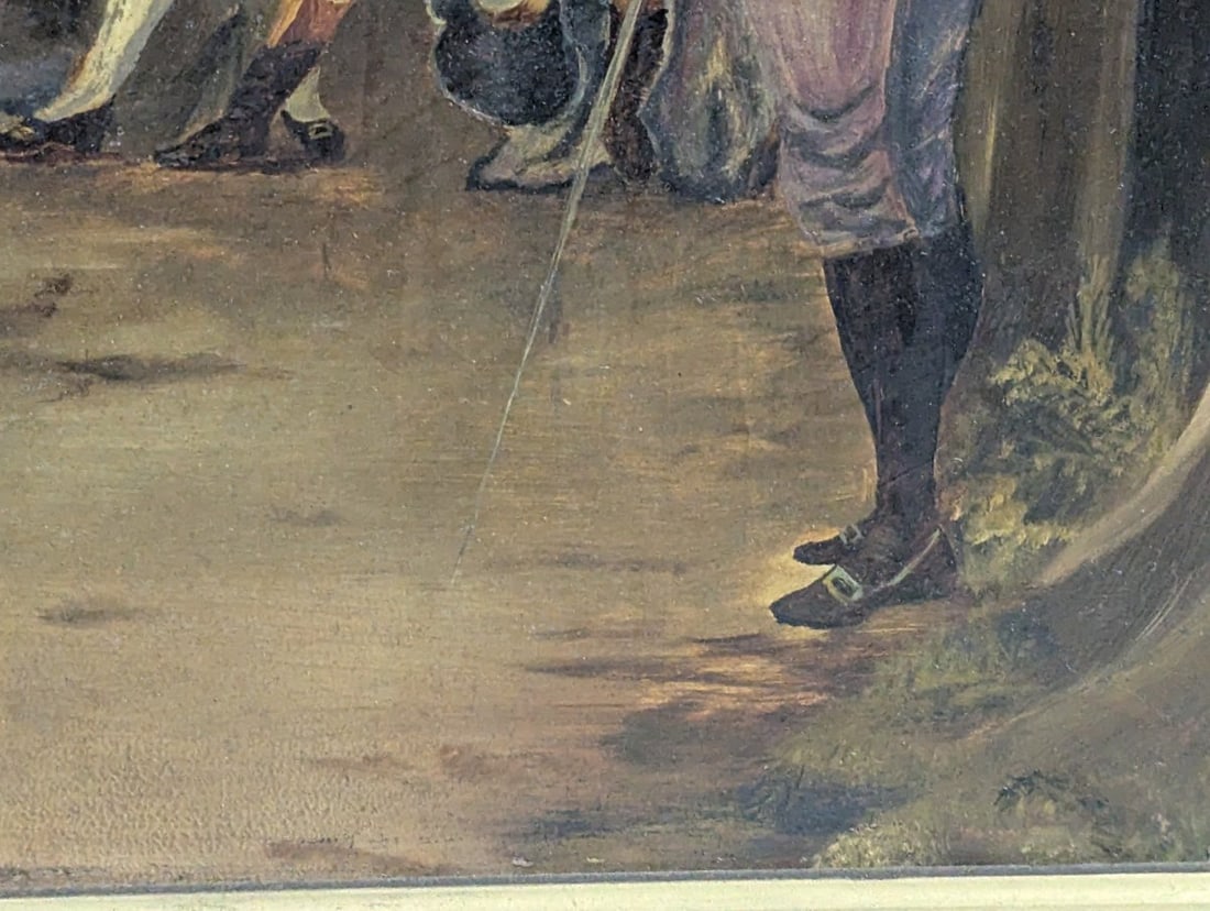 Antique Oil Painting on Academy Board Genre Scene Artwork - 11