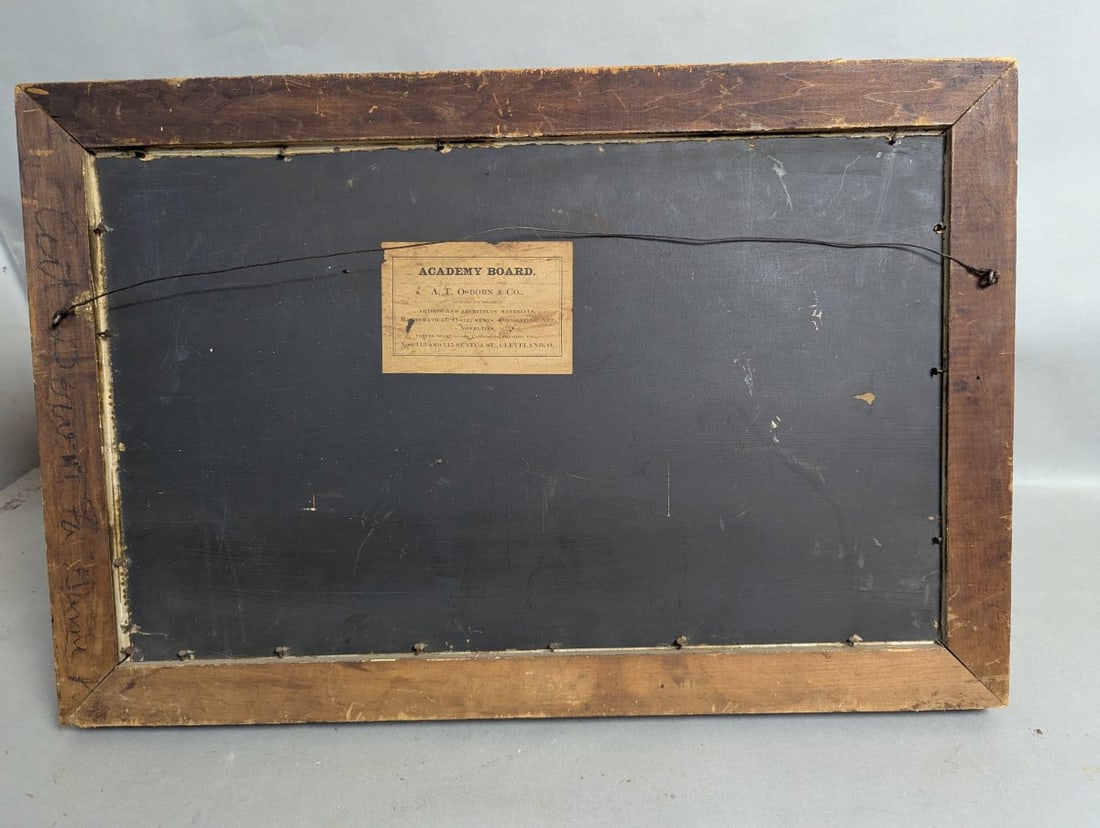 Antique Oil Painting on Academy Board Genre Scene Artwork - 15