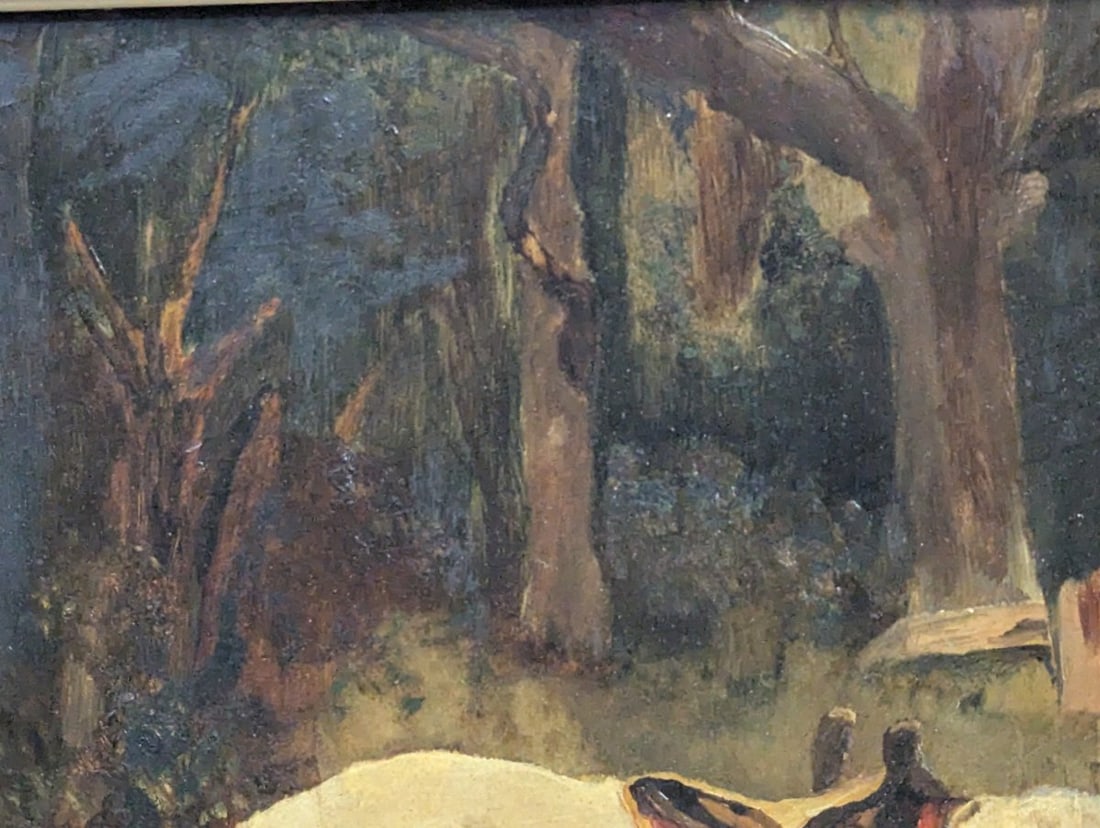 Antique Oil Painting on Academy Board Genre Scene Artwork - 3