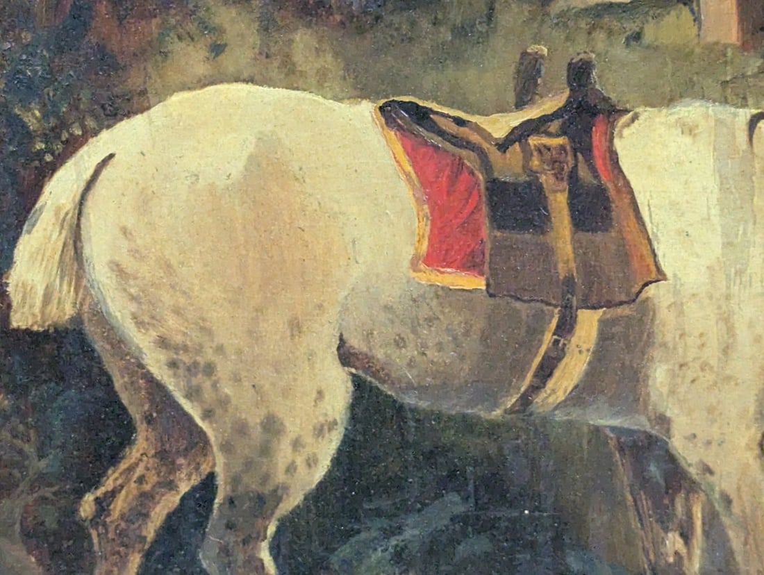 Antique Oil Painting on Academy Board Genre Scene Artwork - 6