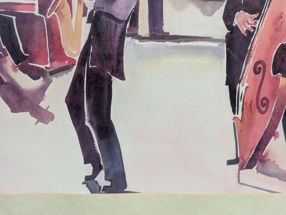 Framed Jazz Band Art by Deborah Ledoux Colorful Musical Scene - 10